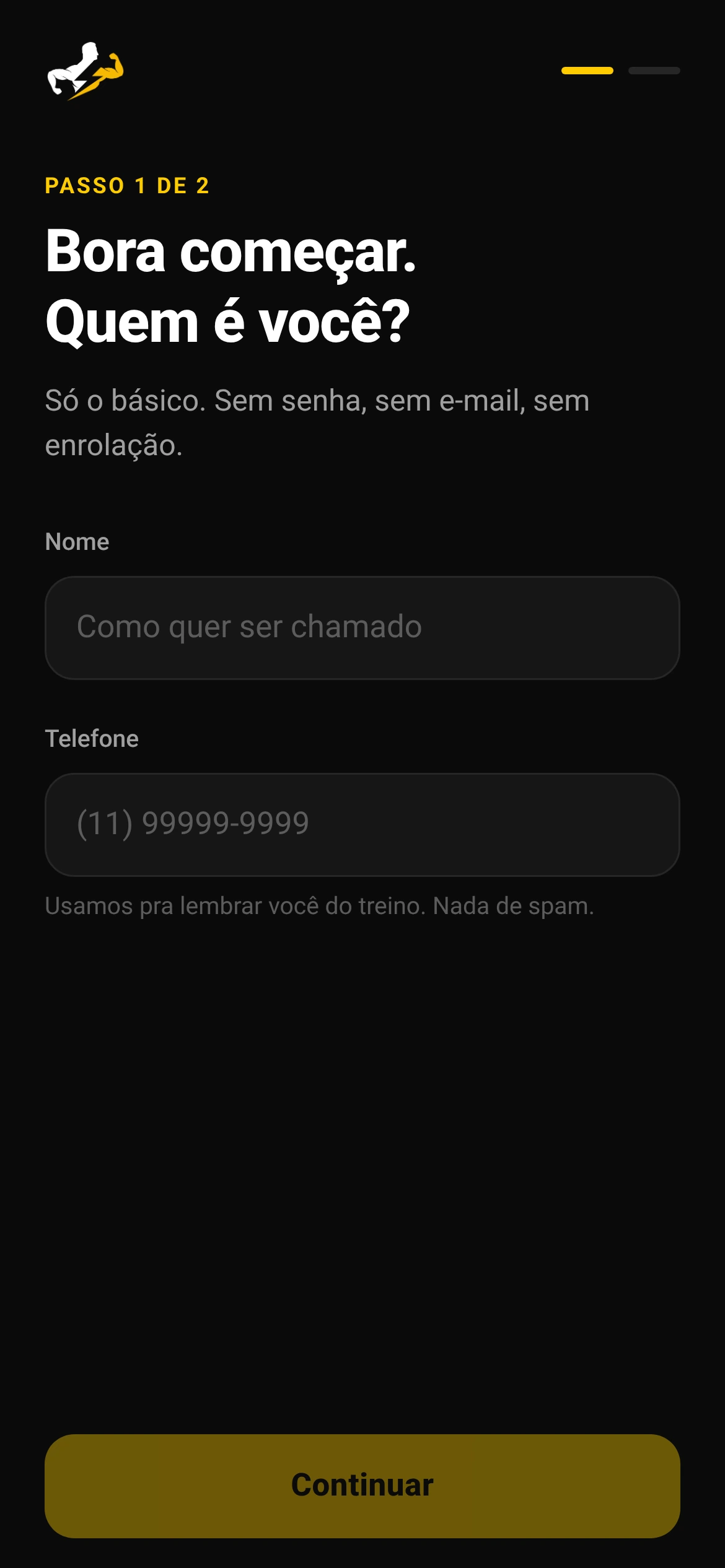 Início do cadastro